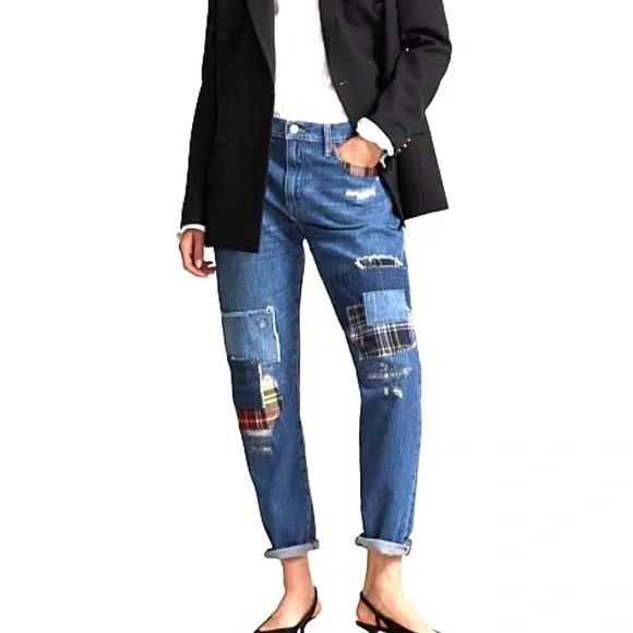 Polo Ralph Lauren Slim Tapered Boyfriend Patchwork Jeans - Picture 1 of 16